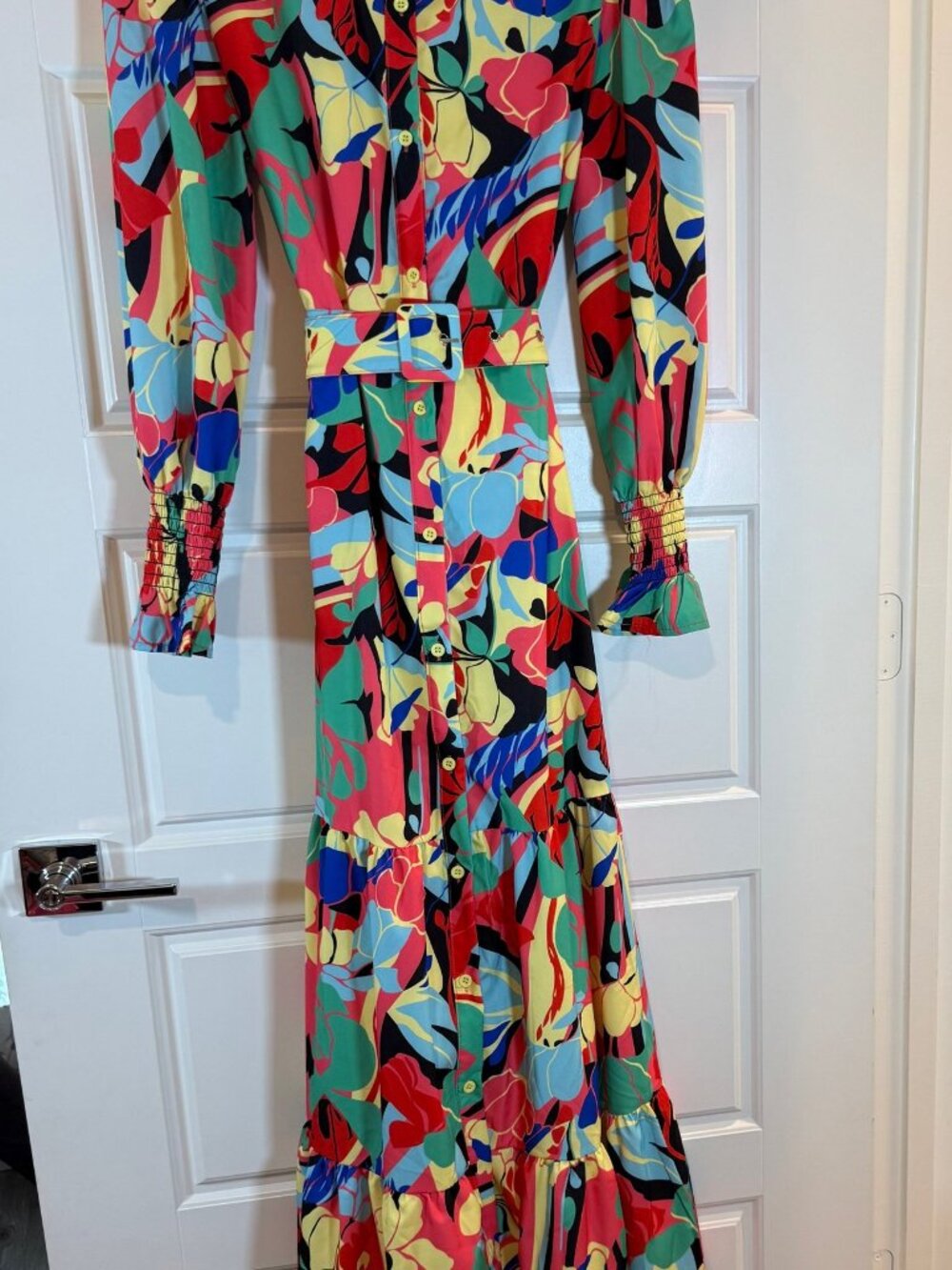 Wowo Multicolor Floral Maxi Dress with Belt